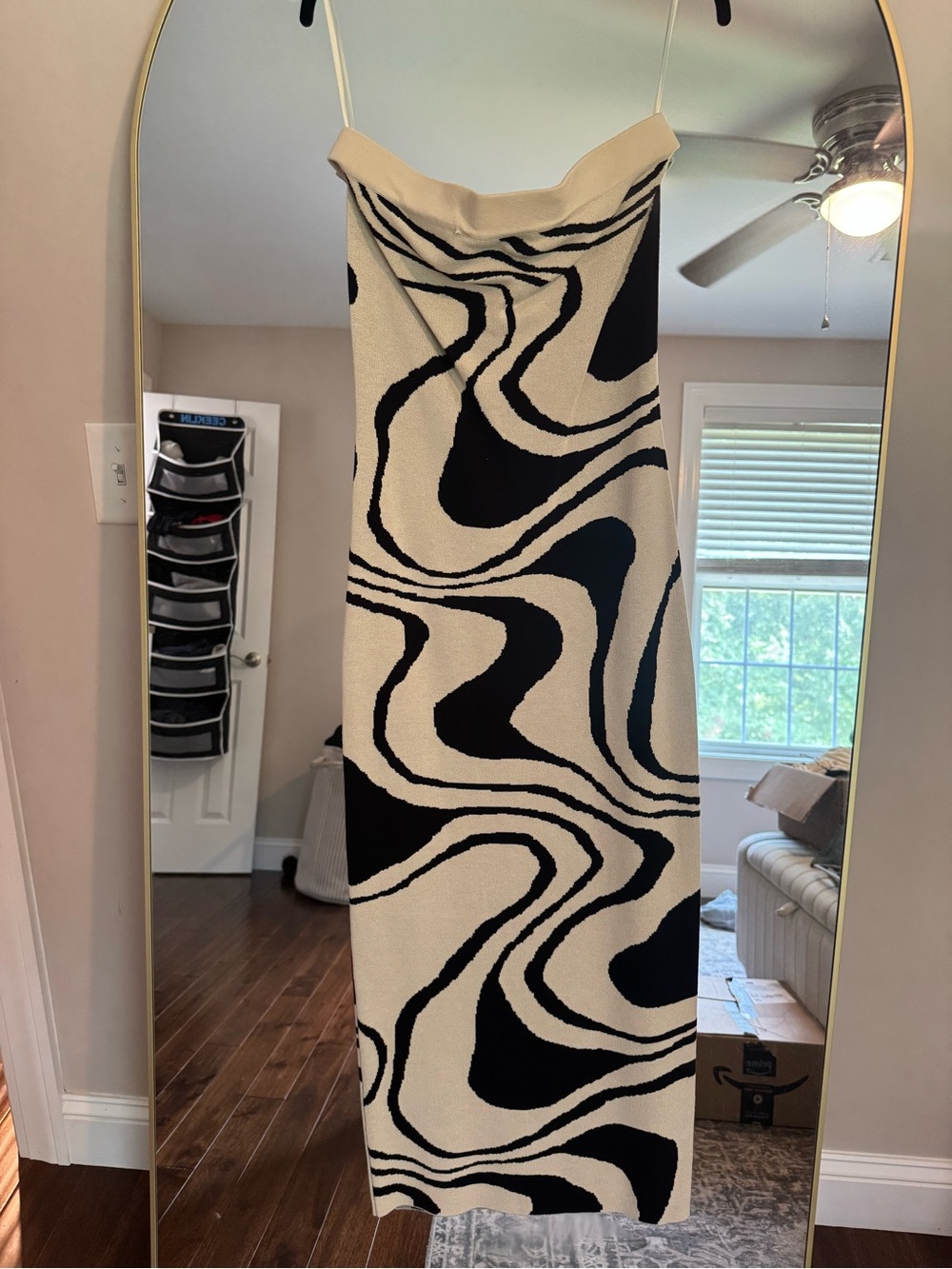 Fashion Nova Black & Cream Abstract Dress